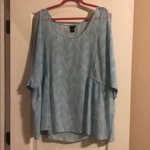Light Blue Feather Blouse